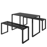 3 Pieces Picnic Bench Set With Table And Benches, Black