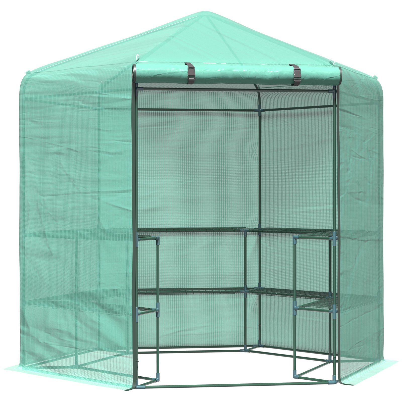 Hexagon Walk-in Greenhouse With Zipper Door