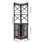 5-tier Corner Bar Cabinet With Built-in Power Outlet And Led Lights | Grey