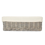 Medium Wicker Grey Wash Lined Storage Tray | Medium | Gray