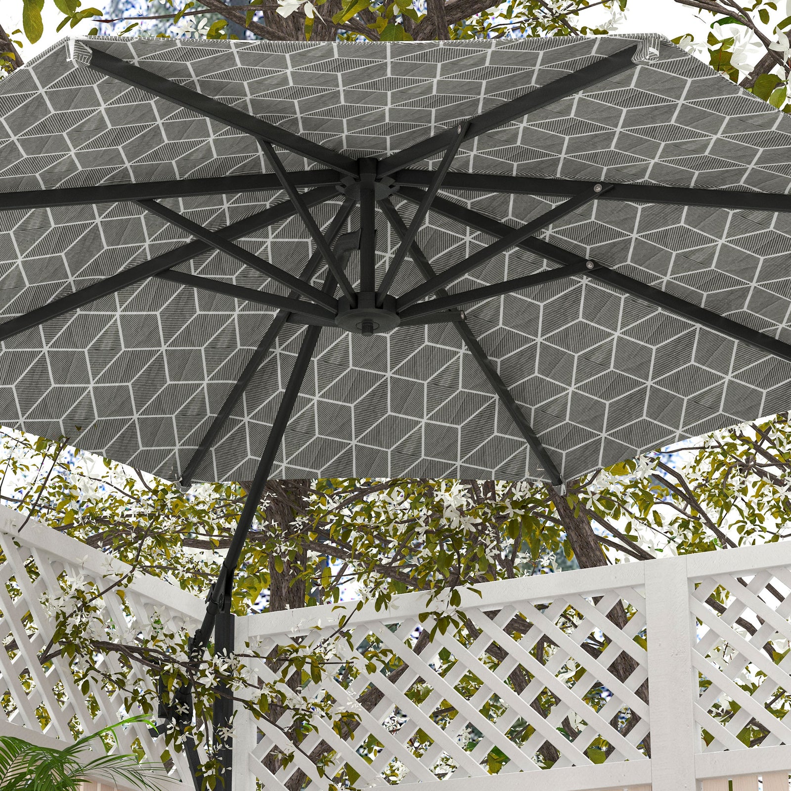 Convertible Cantilever/market Parasol W/ Base, 360°