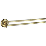 Double Swing Arm Towel Rail Wall Mounted Bathroom Storage | Polished Brass
