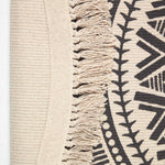 Mandala Printed 100% Cotton Round Rug | 140cm | Black & White