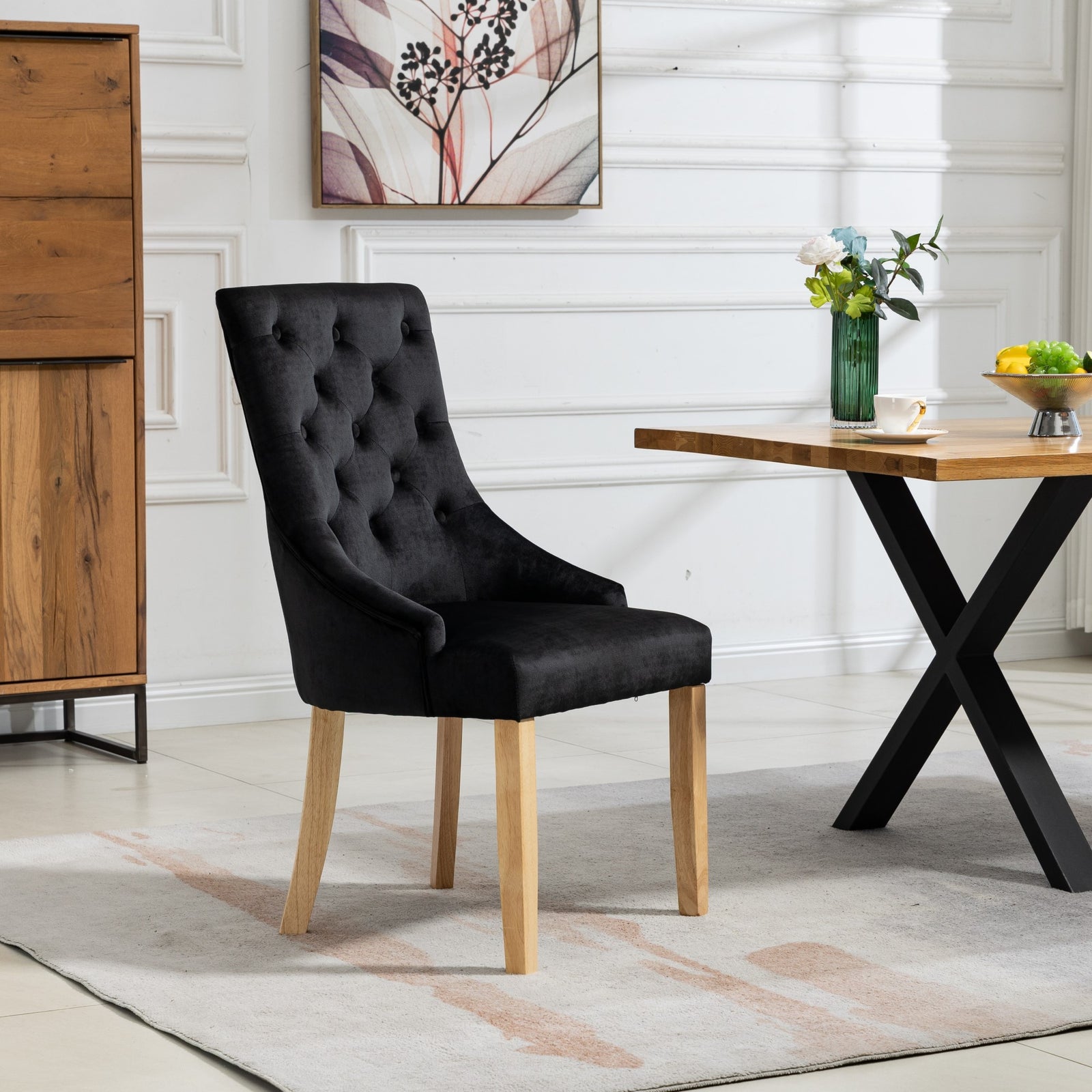Set Of 2 Ravenna Velvet Dining Chairs | Black