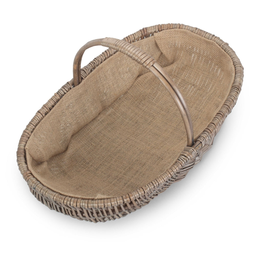 Wicker Shallow Antique Wash Lined Garden Trugs | Small