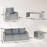 Rattan Garden Furniture Set With Recliners, Footstools | Dark Grey