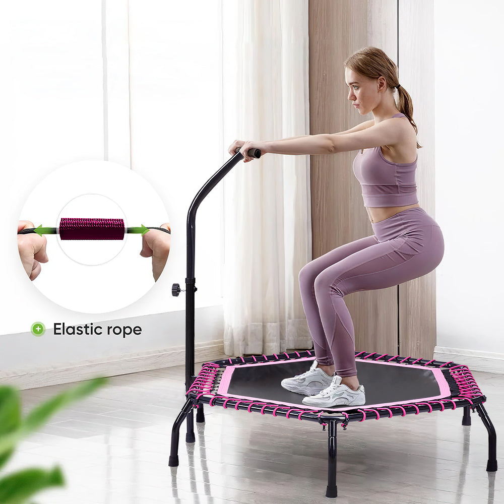 48in Bungee Cords Hexagonal Trampoline With Adjustable T-bar Handle