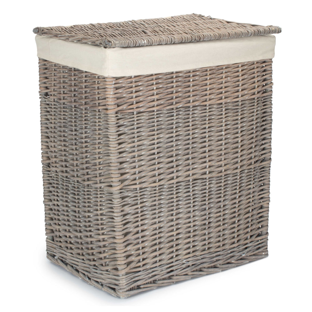 Slim Grey Wash Wicker Laundry Basket | One Size