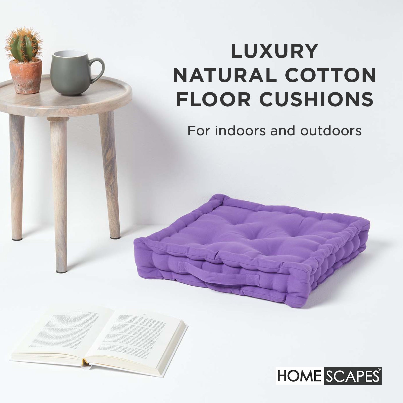 Cotton Plain Floor Cushion | 40cm x 40cm | Purple