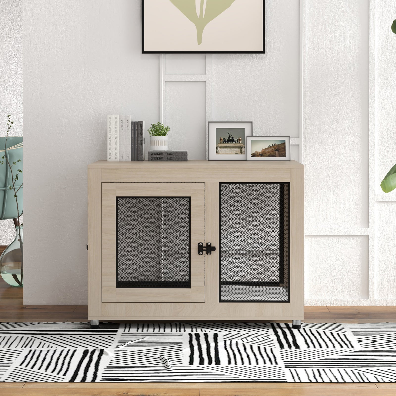 Dog Crate Table W/ Cushion Two Doors - Ak Color | Brown