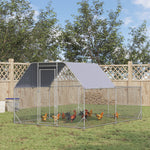 Pawhut Chicken Run W/ Roof, Walk In Chicken Coop For 10-12 Chickens, Hen House
