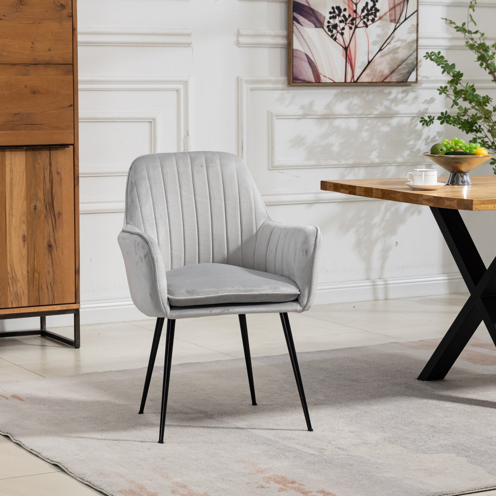 Set Of 2 Carrara Velvet Dining Chairs | Silver