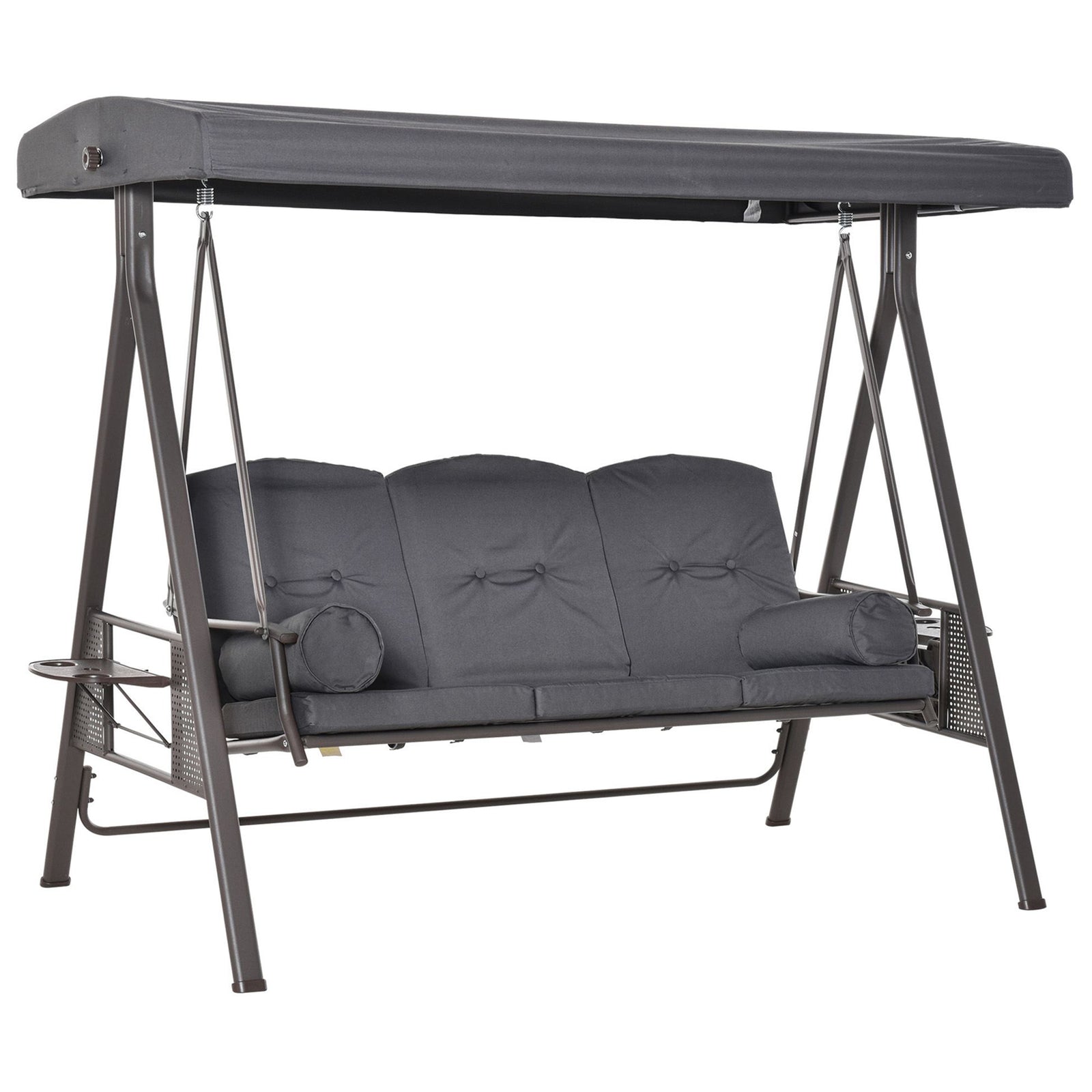 Outdoor 3 Seat Garden Swing Chair Steel Swing Hammock Bench