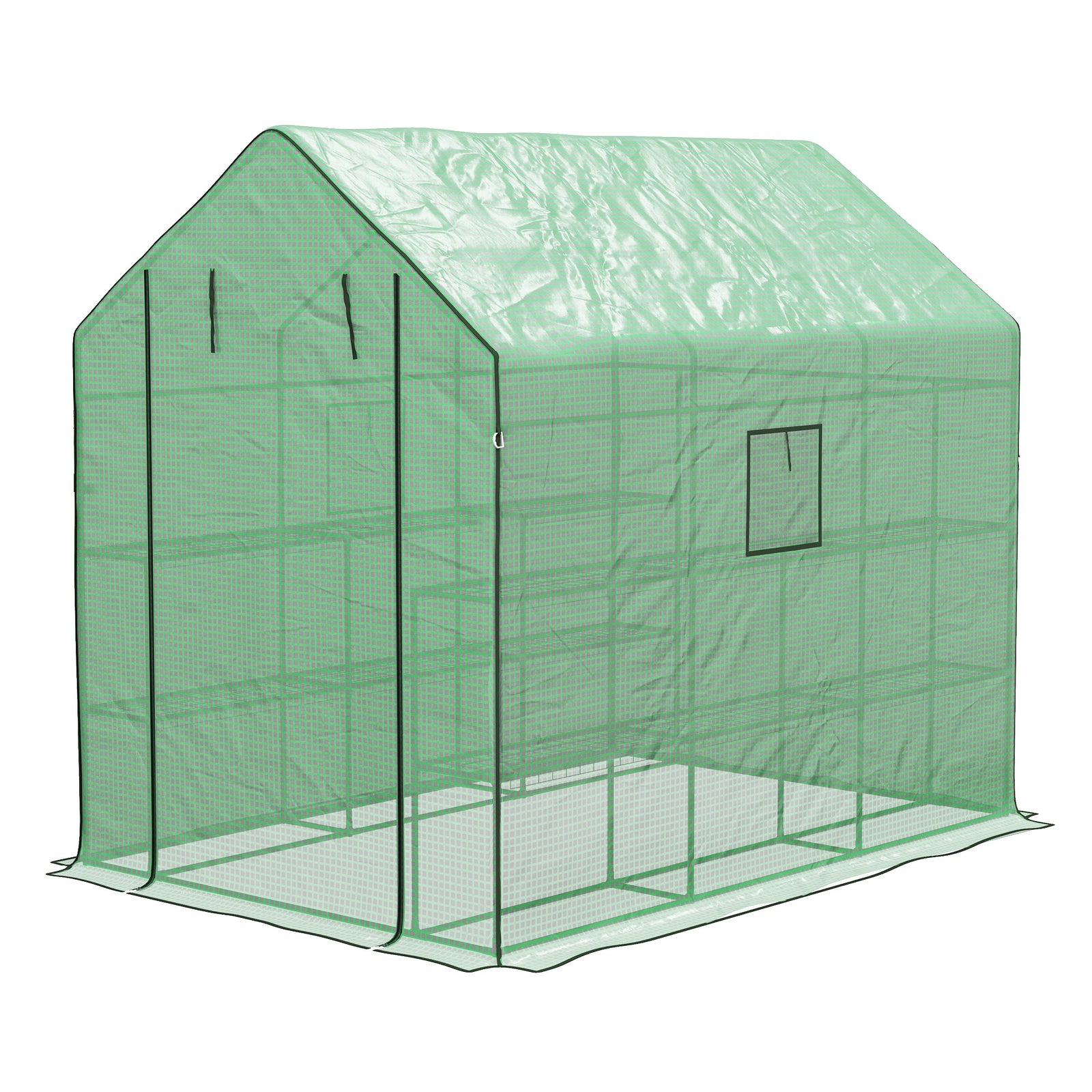 Walk-in Greenhouse W/ 3 Tier Shelves | Green