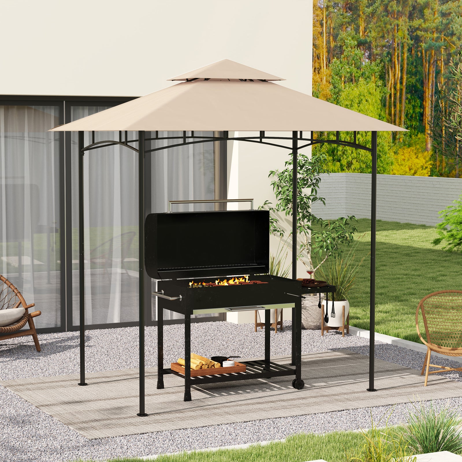 Grill Gazebo Cover Roof Replacement For 1.5 X 2.4m Frame | Beige