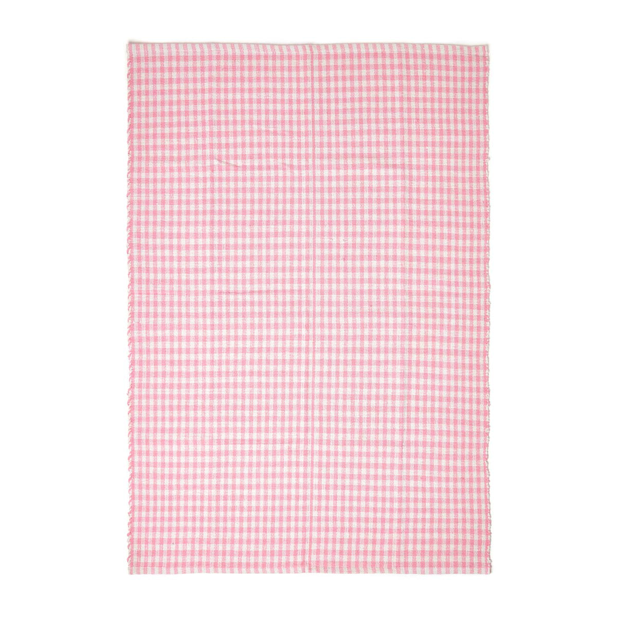 Cotton Gingham Check Rug Hand Woven | 60cm x 80cm | Pink
