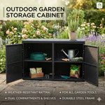 Outdoor Patio Storage Box – 2-tier Pe Rattan Deck Box With Top & Front Access, Weather-resistant | Black
