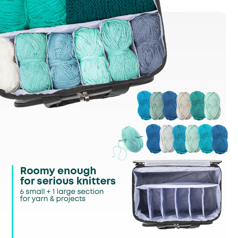 Knitting Bag Crochet Storage Bag Yarn Organiser Pvc Lid | Large | Grey