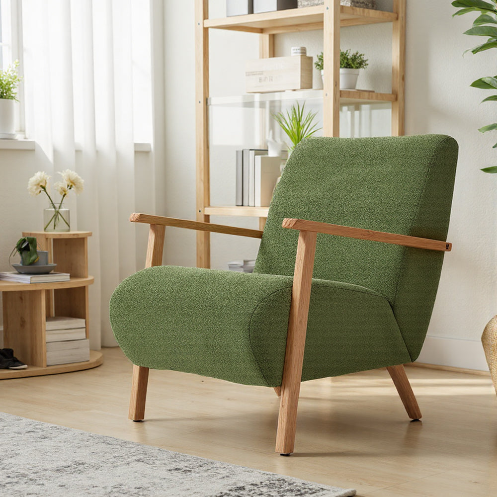Chenille Upholstered Armchair | Green