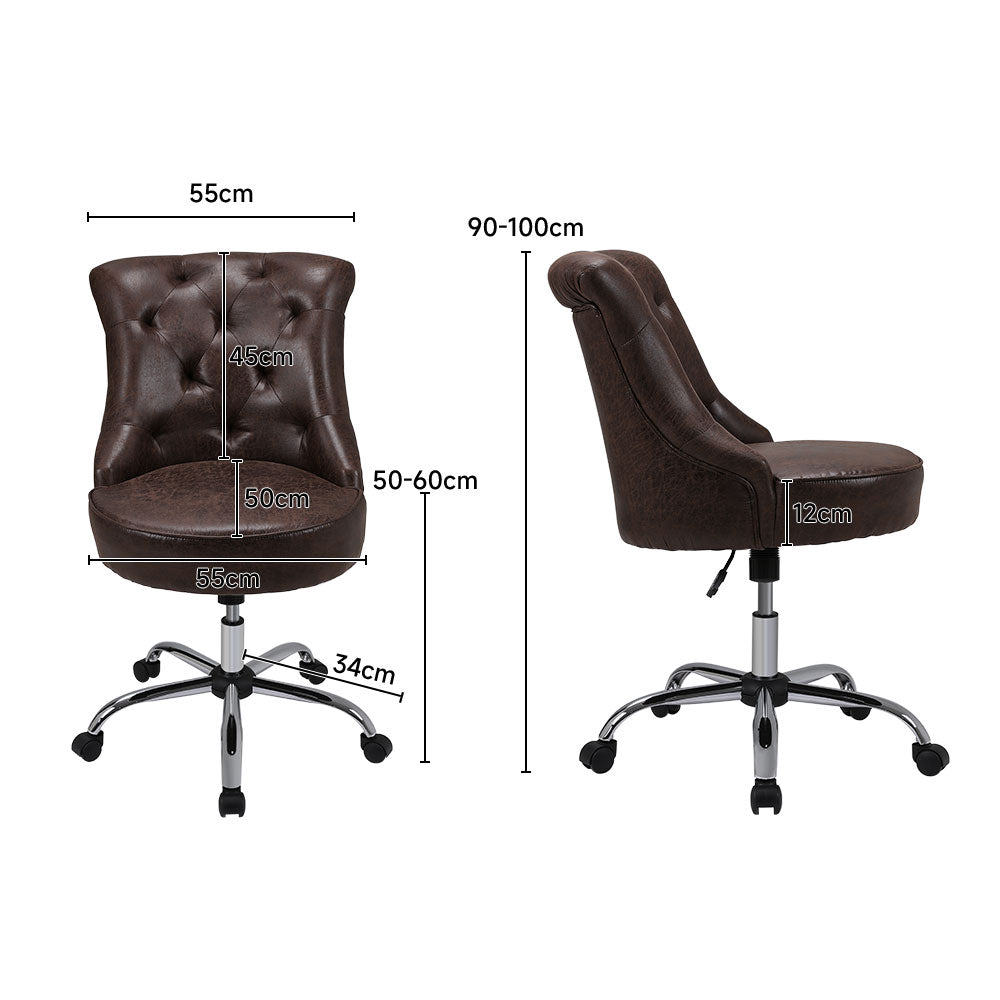 Mid-back Pu Leather Buttoned Swivel Office Chair