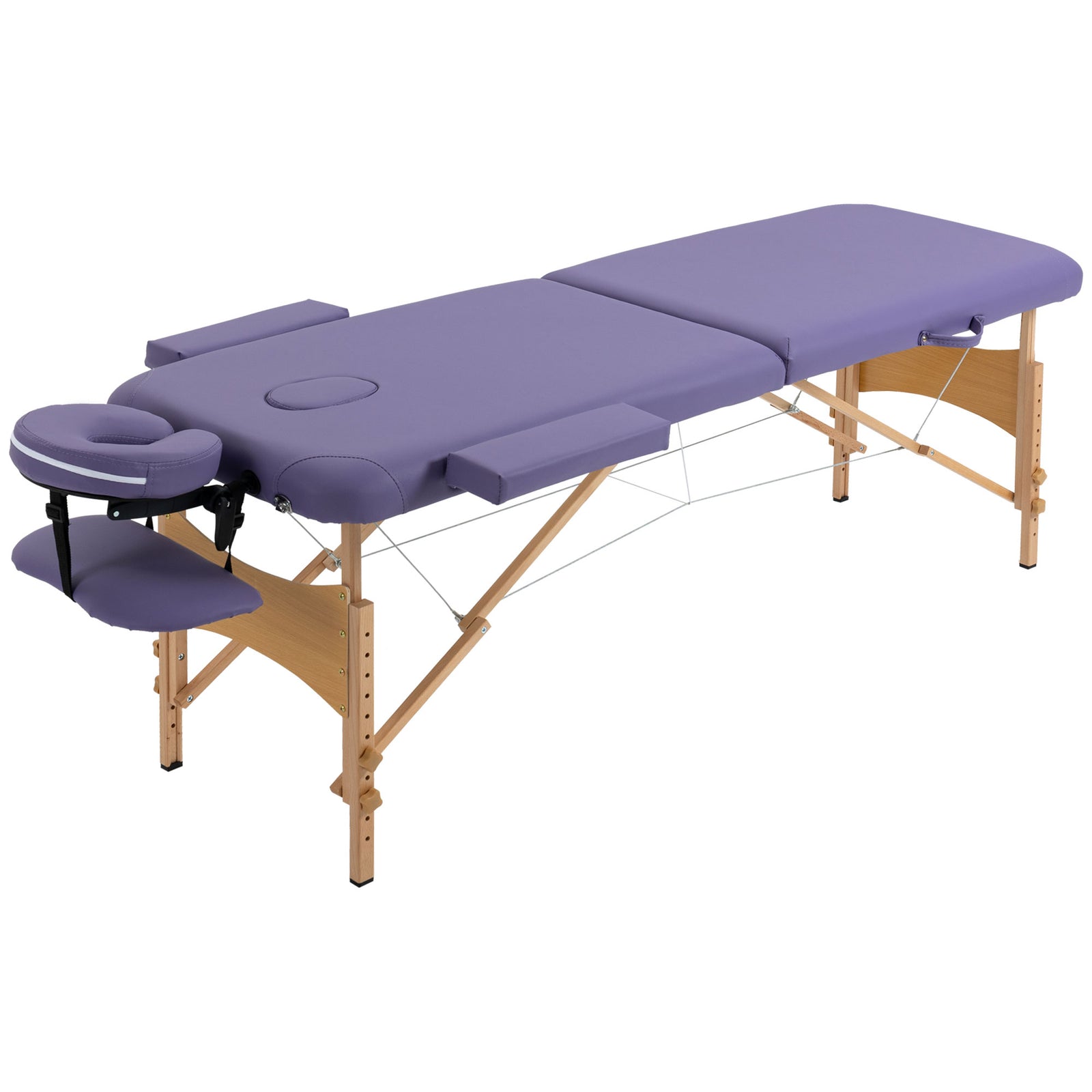 Wooden Folding Spa Beauty Massage Table W/ 2 Sections | One Size | Purple