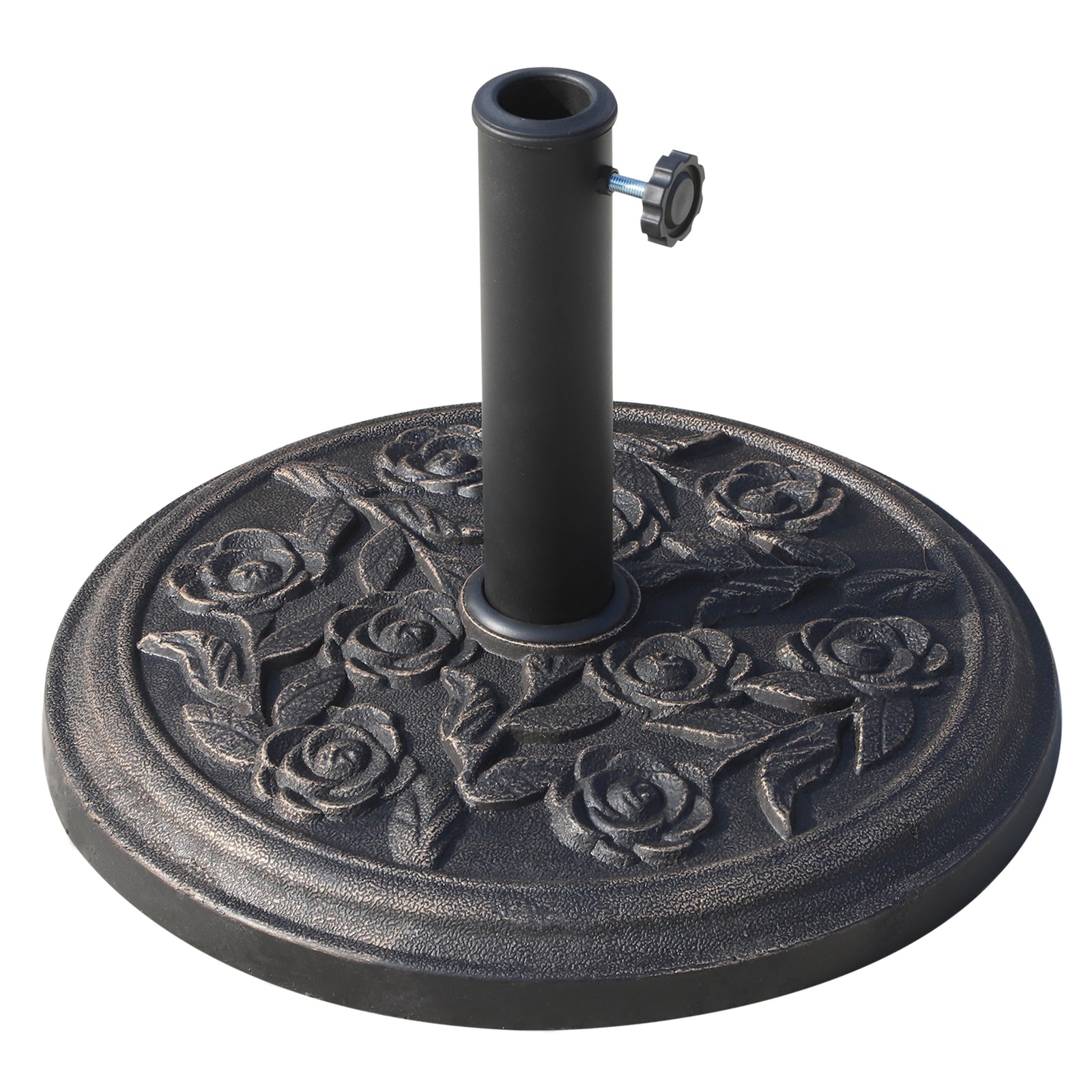 Garden Parasol Base, Round Resin Sun Umbrella Base | 9kg | Bronze