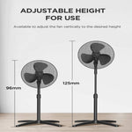 40w Pedestal Fan Adjustable Height Oscillating Standing Fan For Home Or Office