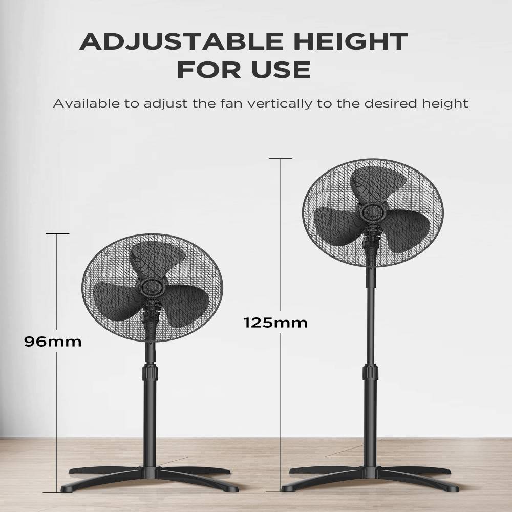 40w Pedestal Fan Adjustable Height Oscillating Standing Fan For Home Or Office