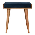 Solid Mango Wood Teal Velvet Tray Style Footstool