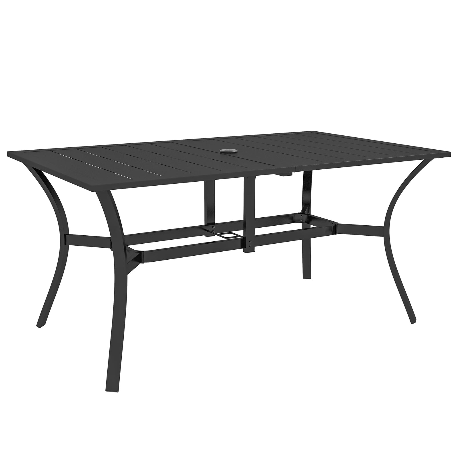 Garden Patio Table W/ Parasol Hole, Steel Frame 150x90cm