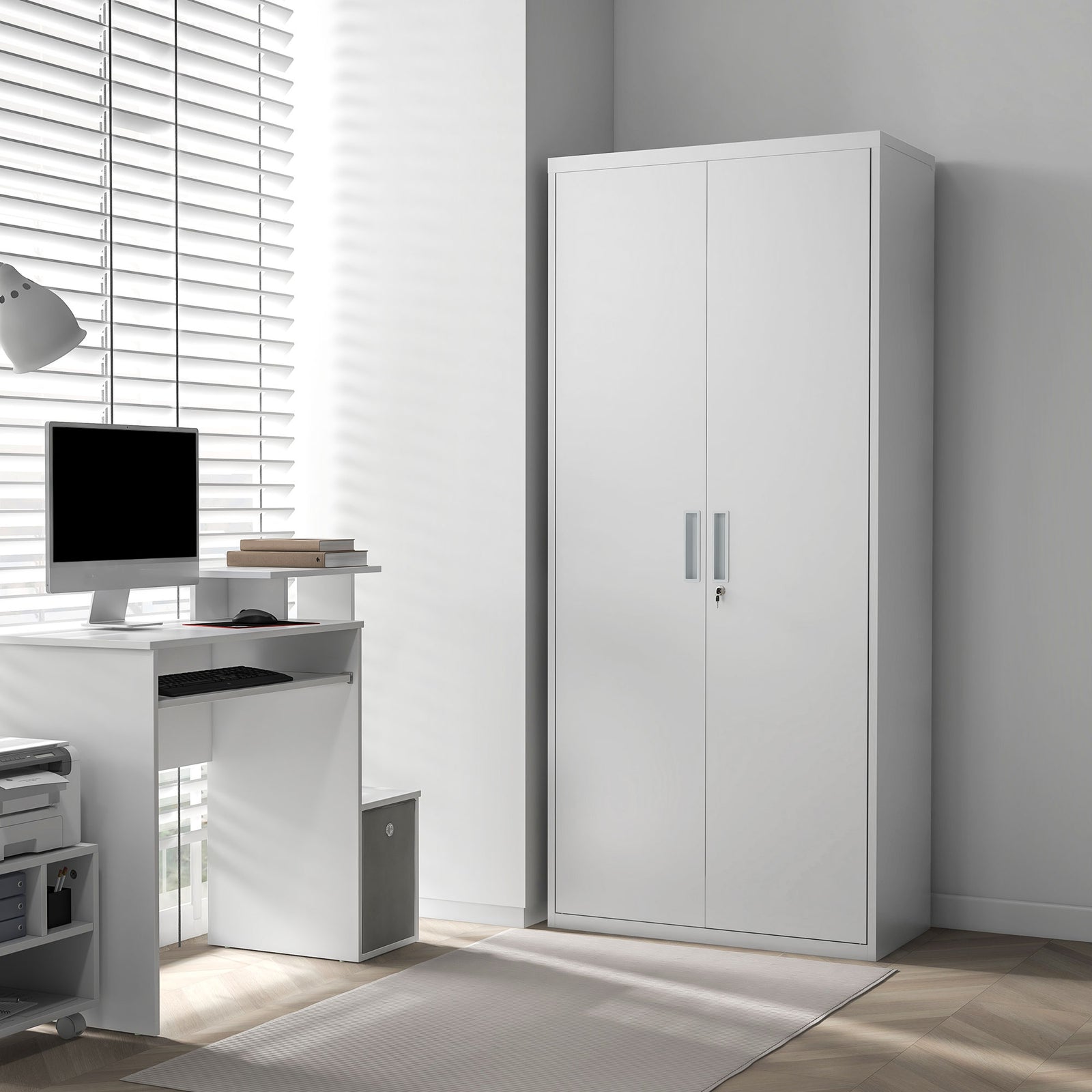 Lockable Metal Cabinet With 2 Doors Home Office