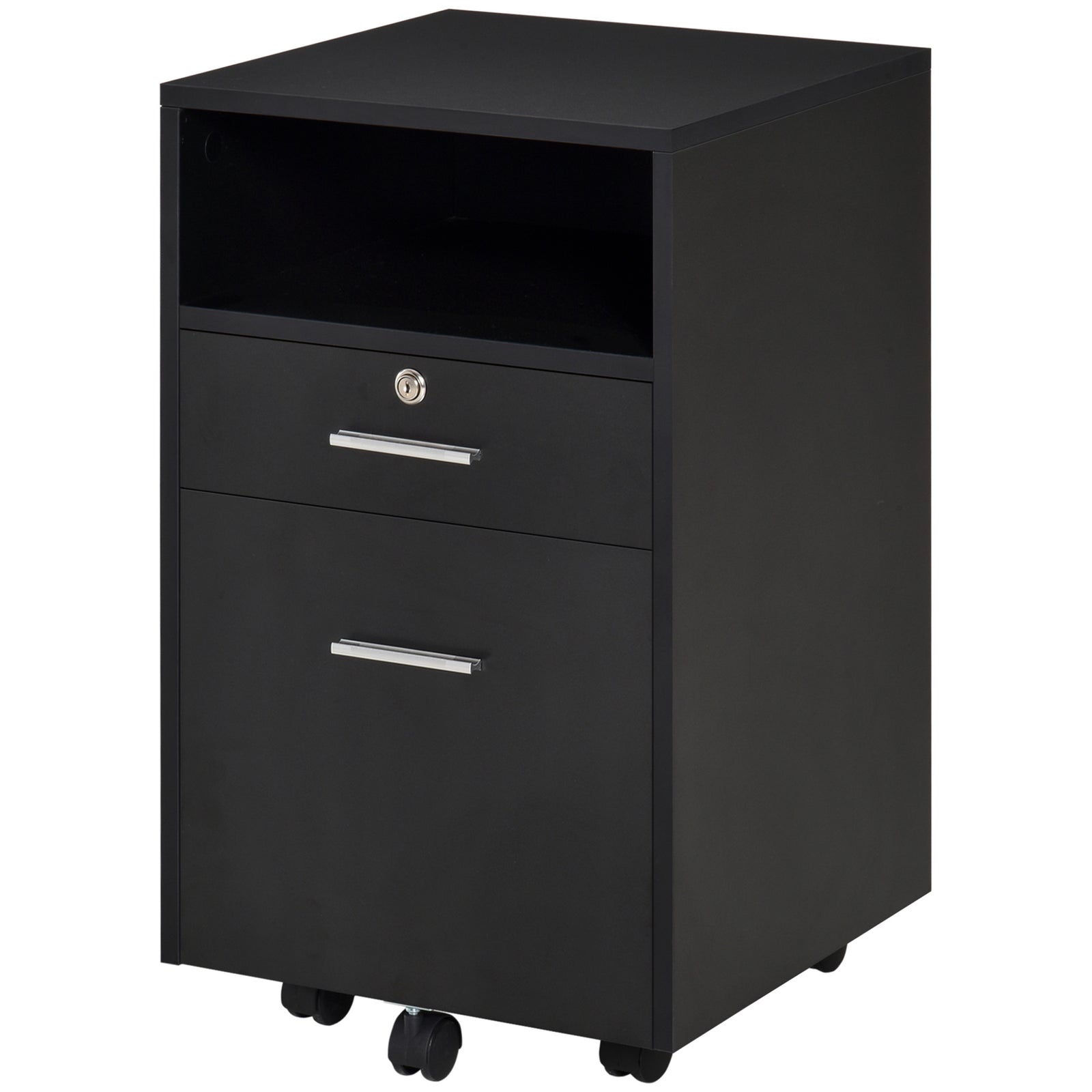Mobile File Cabinet Lockable Documents Storage With Wheels | One Size | Black