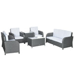 7 Seater Rattan Set W/ Reclining Back, Cushions