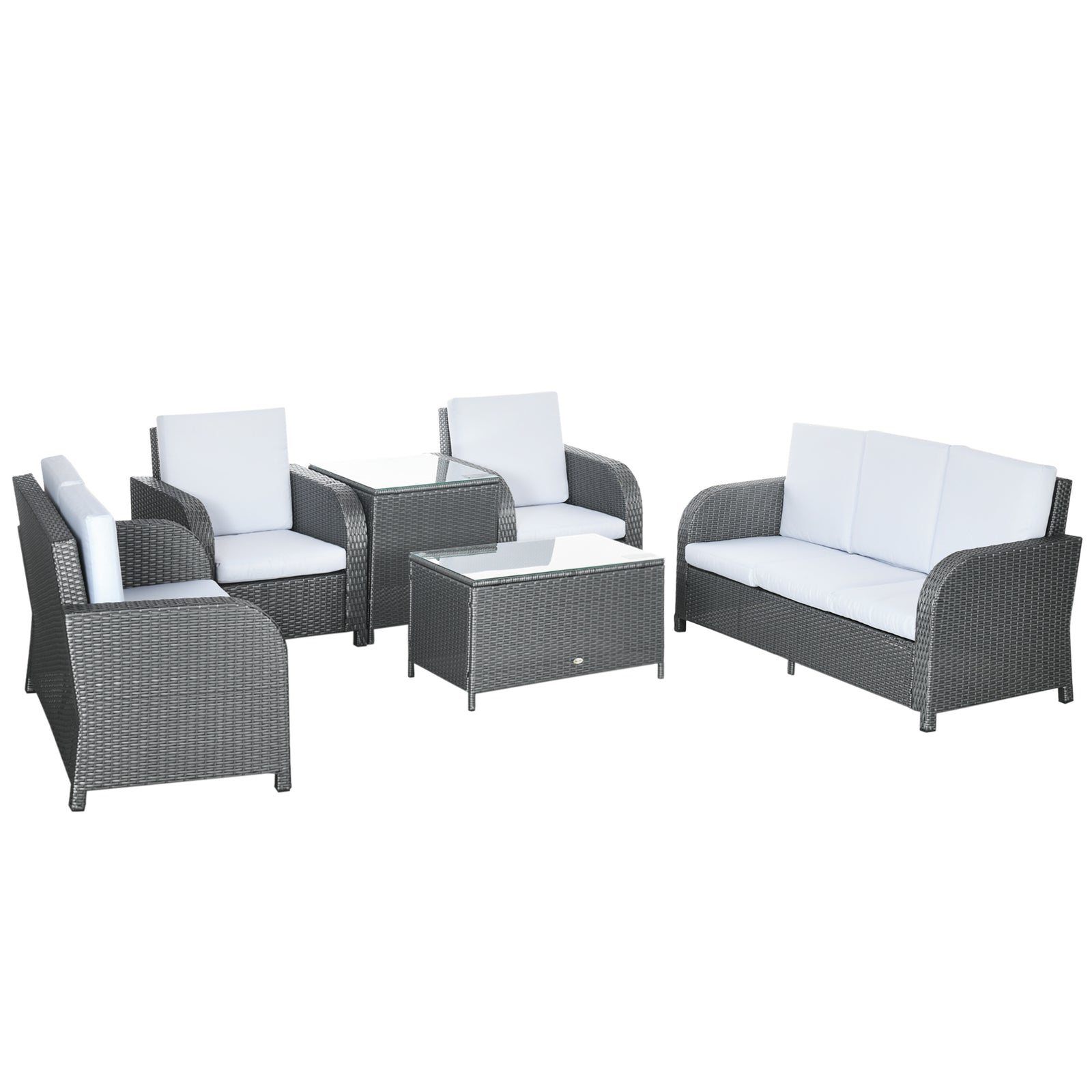 7 Seater Rattan Set W/ Reclining Back, Cushions