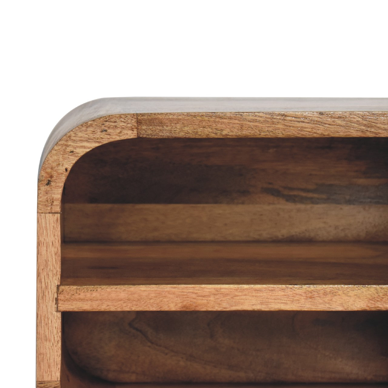 Solid Wood Oak-ish Floating Open Curve Bedside