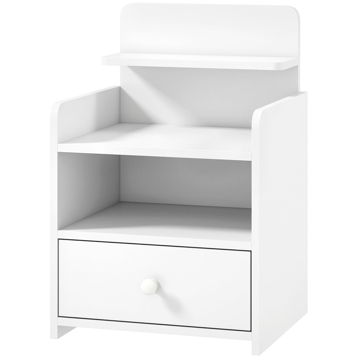 HOMCOM Bedside Cabinet With Drawer And Shelf For Living Room, White