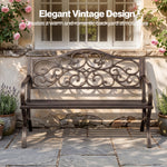 Garden Bench, Outdoor Bench,300kg Metal, Floral Pattern, Bronze | Bronze