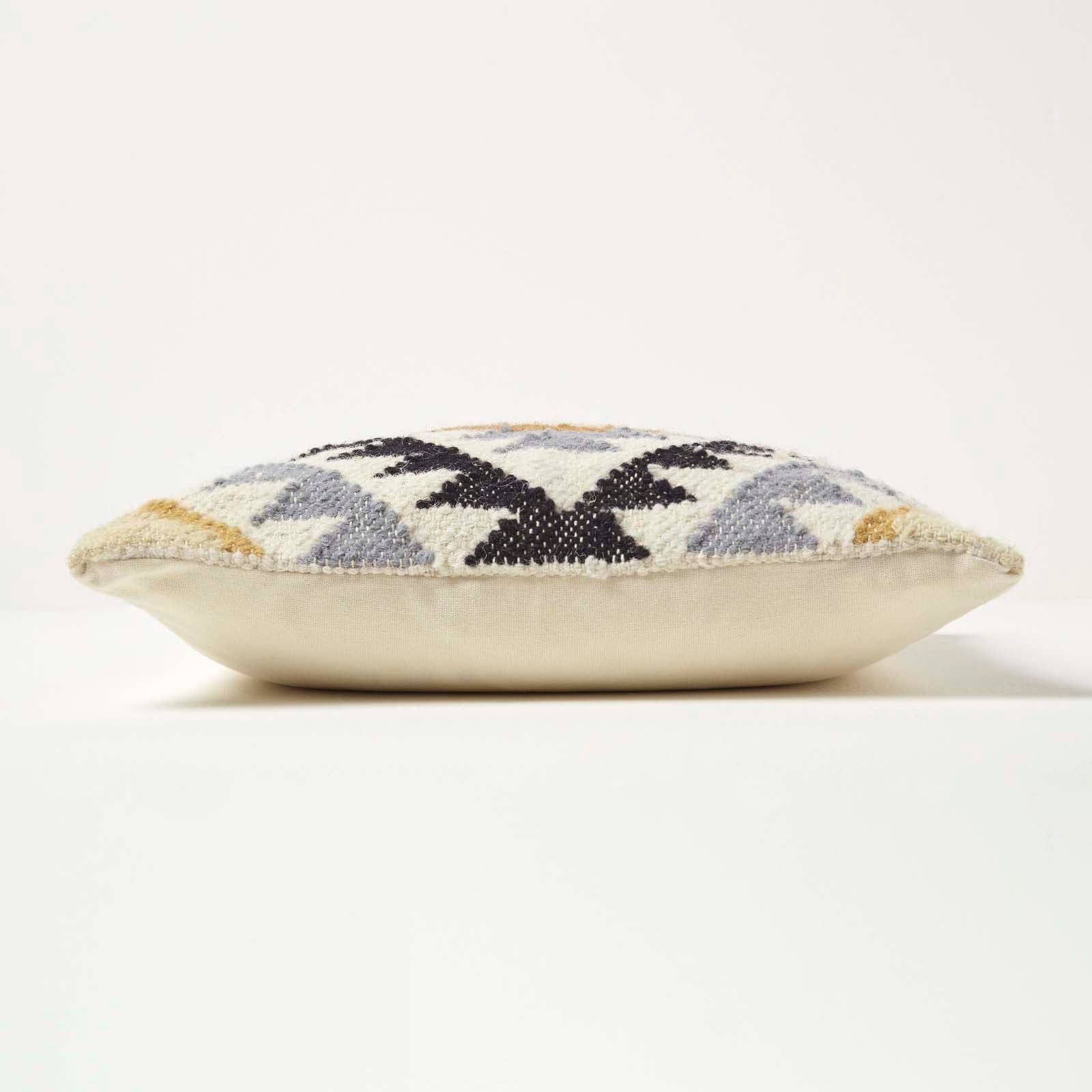Handwoven Kilim Cushion With Feather Filling | 45cm x 45cm | Black & Grey