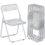 HOMCOM Foldable Chairs With Heavy Duty Steel Frame, Clear