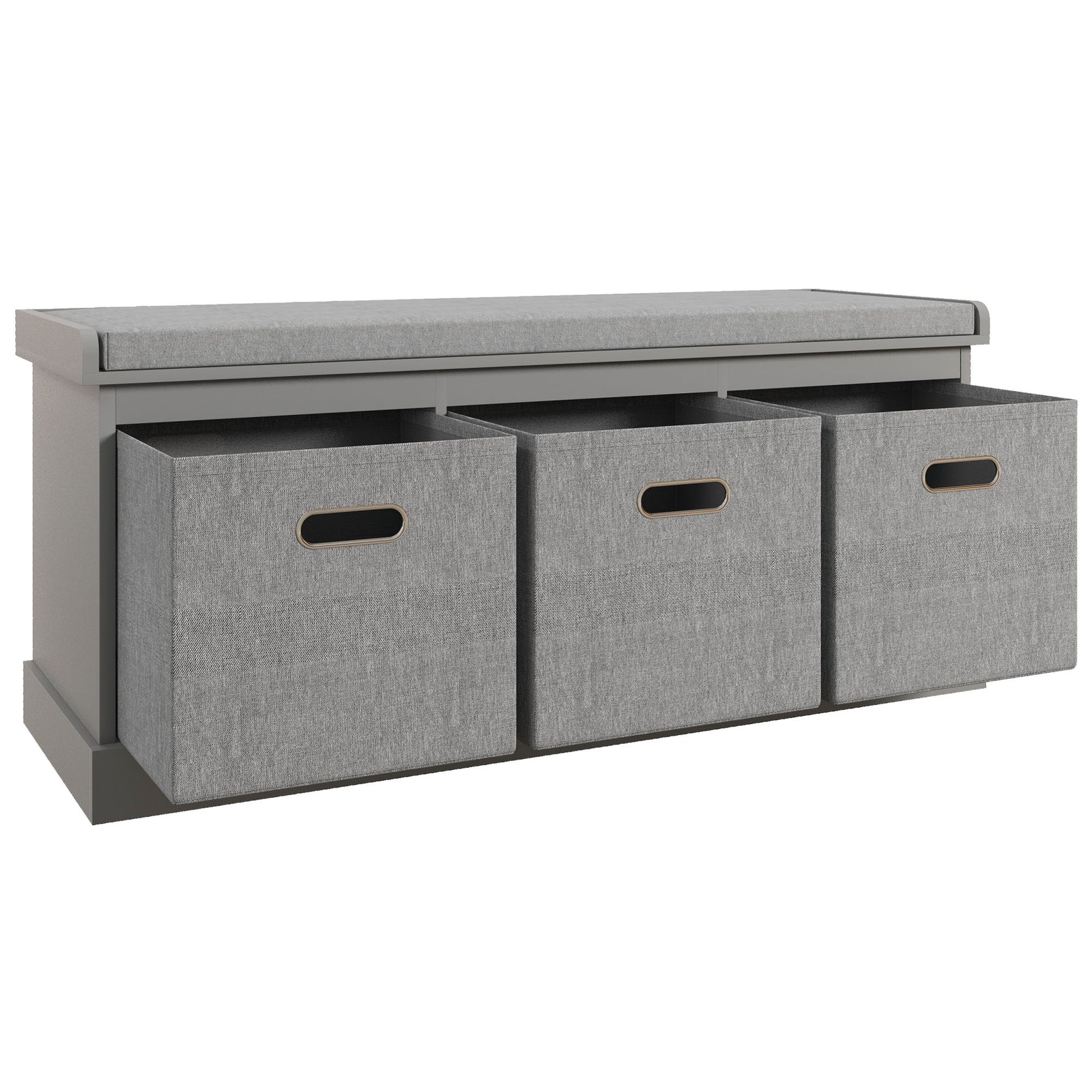 Shoe Bench With Seat With Fabric Drawers Shoe Storage Bench | One Size | Gray