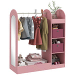 Kids Cloth Rail With Storage Shelf, Boxes, Mirror For Bedroom | Pink