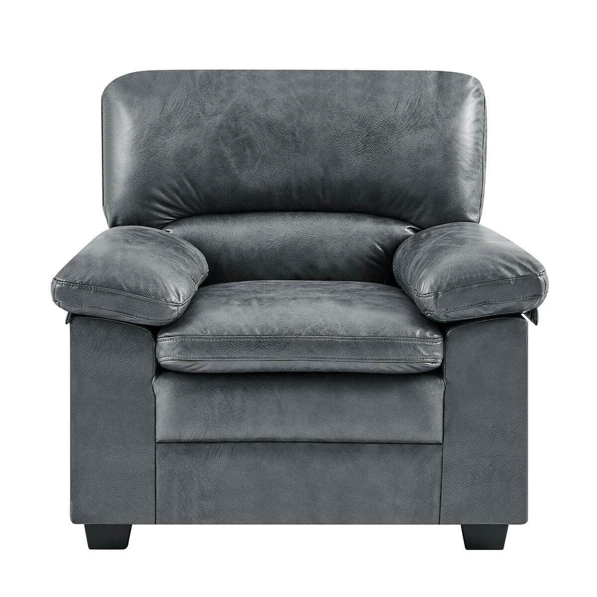 Bonded Faux Leather Armchair Sofa | Grey