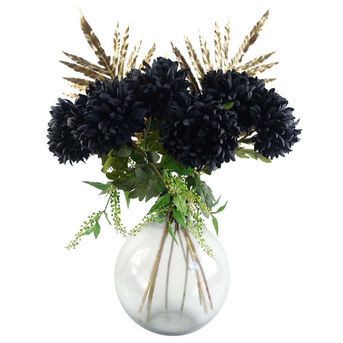 Pack Of 6 X 75cm Artificial Extra Large Reflex Chrysanthemum Black