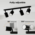 Emitto Led Ceiling Spot Light Gu10 4-way Fully Adjustable Steel Modern Black