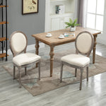 French Dining Chair Set, Wood Frame, Cream