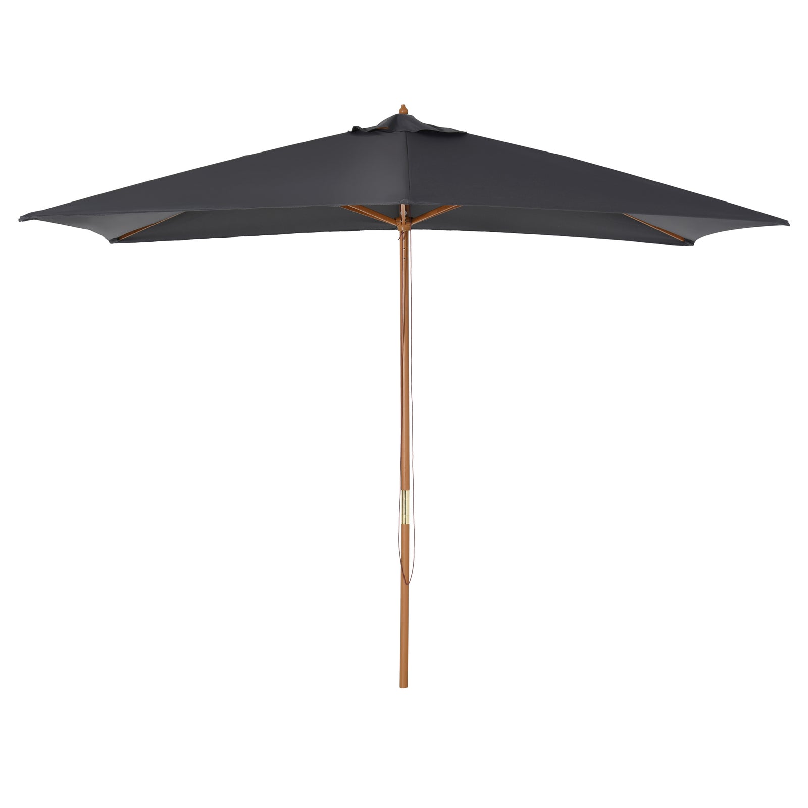 Wooden Garden Parasol Sun Shade Outdoor Umbrella Canopy | Dark Gray