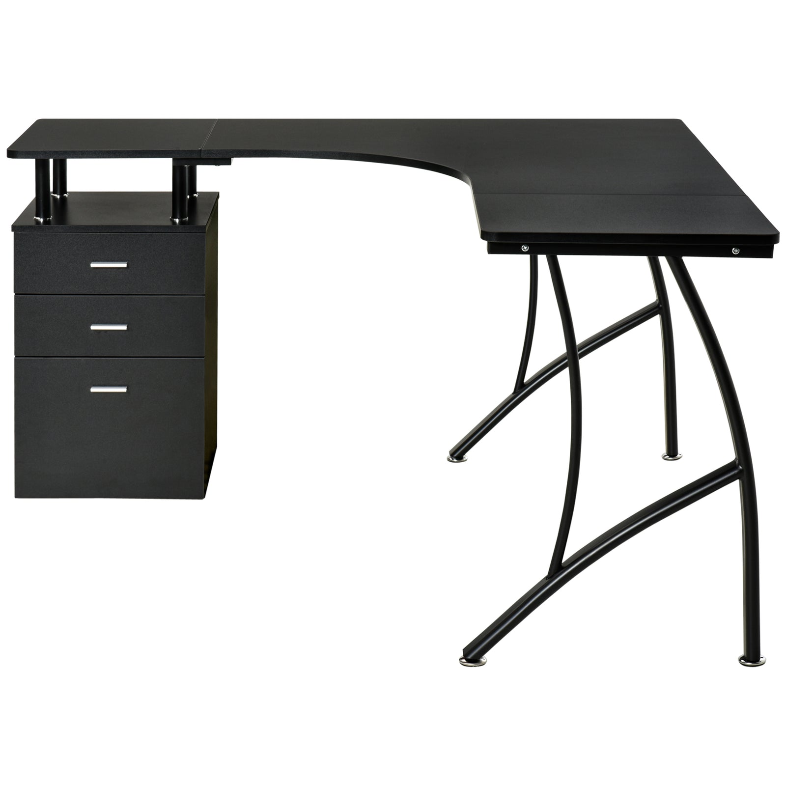 L-shaped Corner Pc Desk Table W/ Drawer Home Office | Black