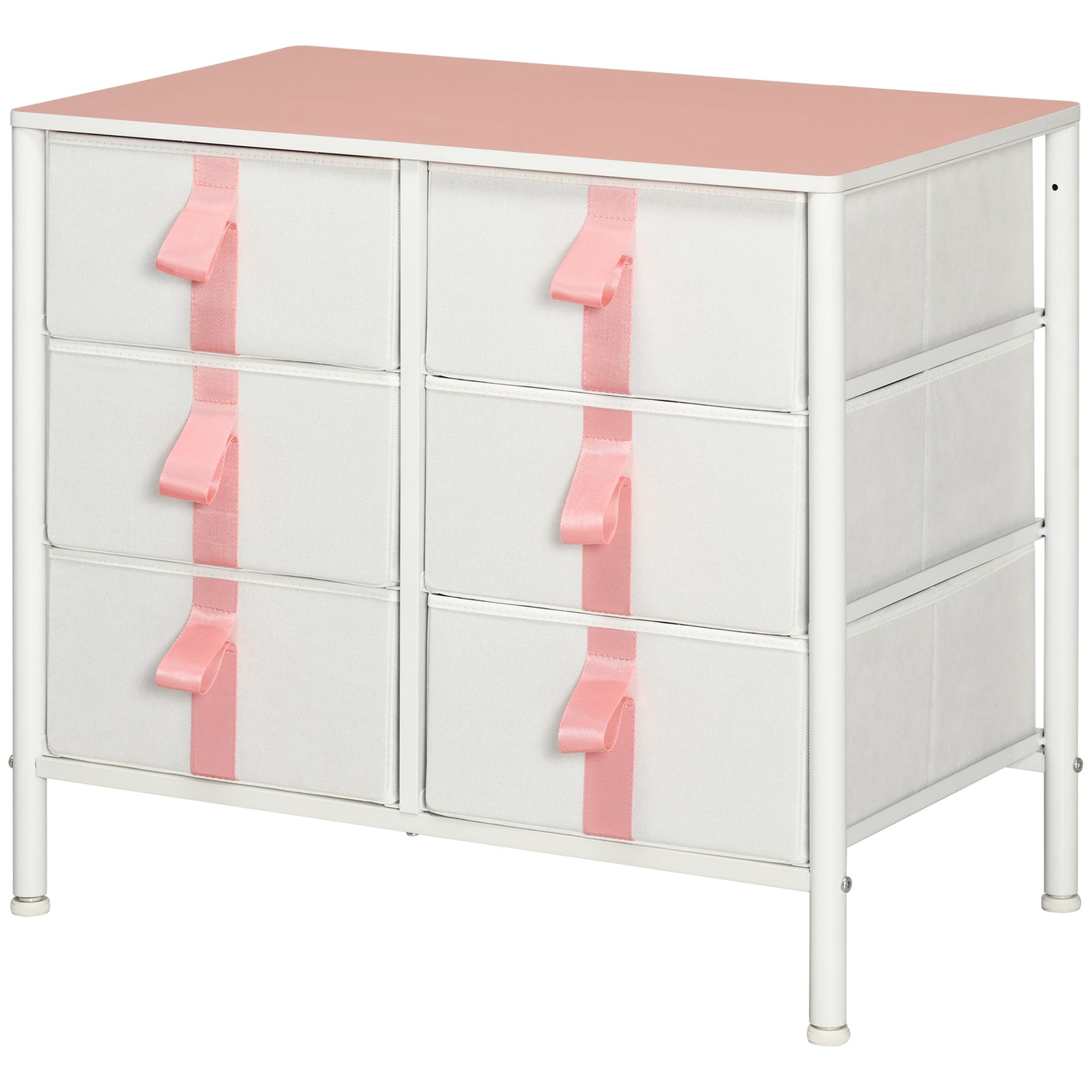 6 Drawer Chest Of Drawers W/ Wooden Top Kid Room Closet