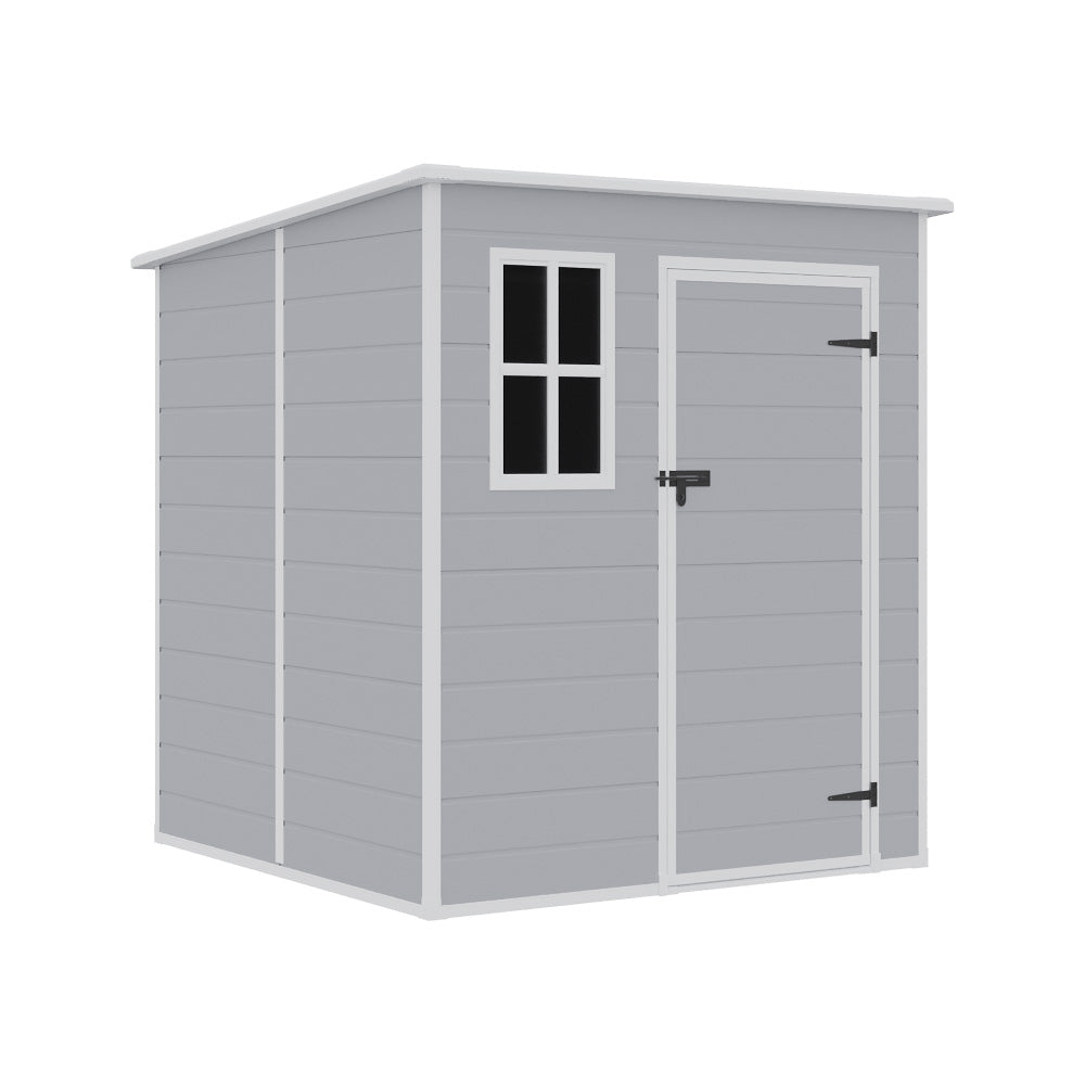 6 X 6ft Durable Pp Outdoor Storage Shed With Lockable Door, Floor, Window & Vent – Weatherproof Plastic Garden Shed