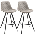 Set Of 2 Vintage Microfiber Bar Stools Steel